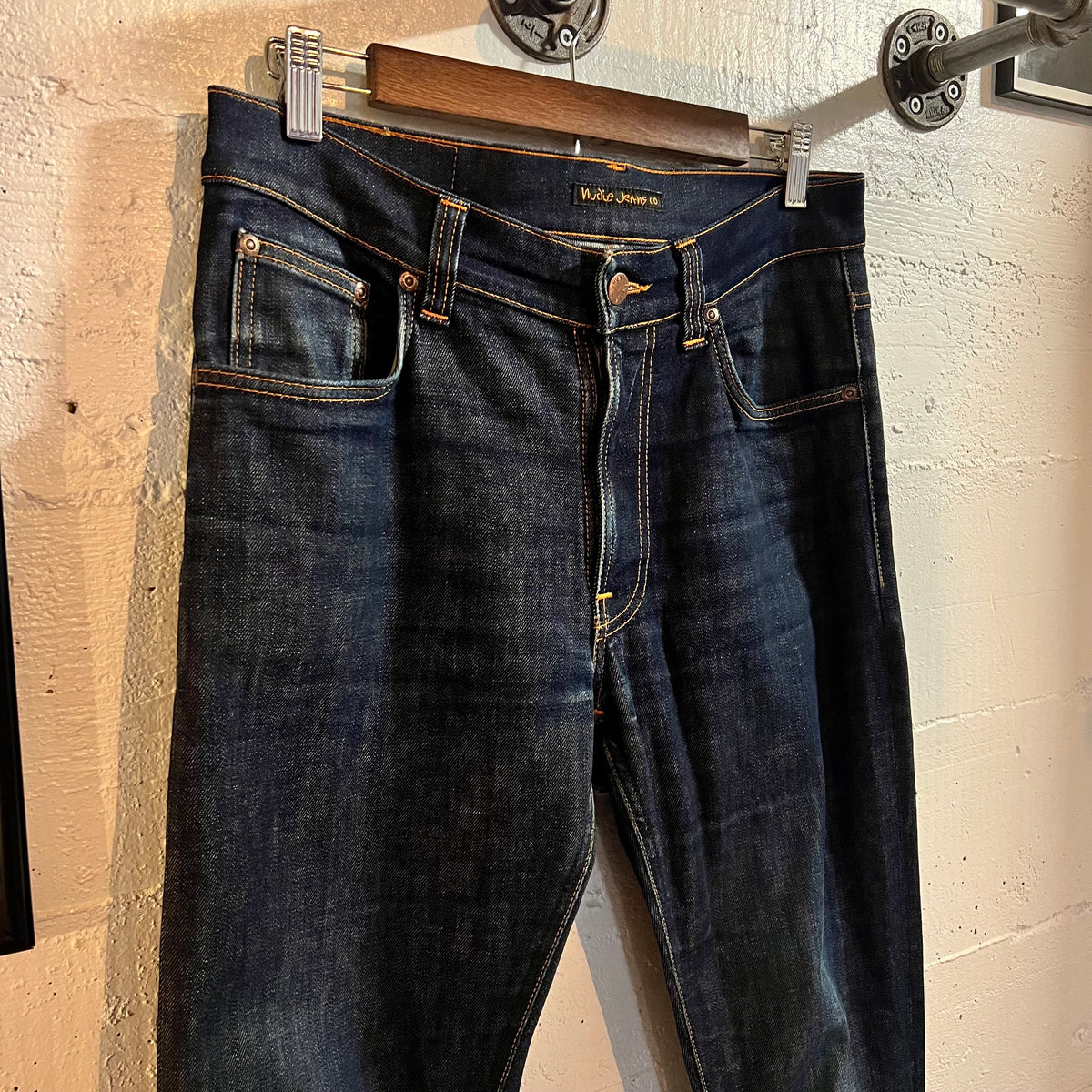 *Pre-Owned* Nudie Jeans Lean Dean 'Dry 16 Dips' Raw Denim Jeans - Size 31" x 30.5" - Made In Italy