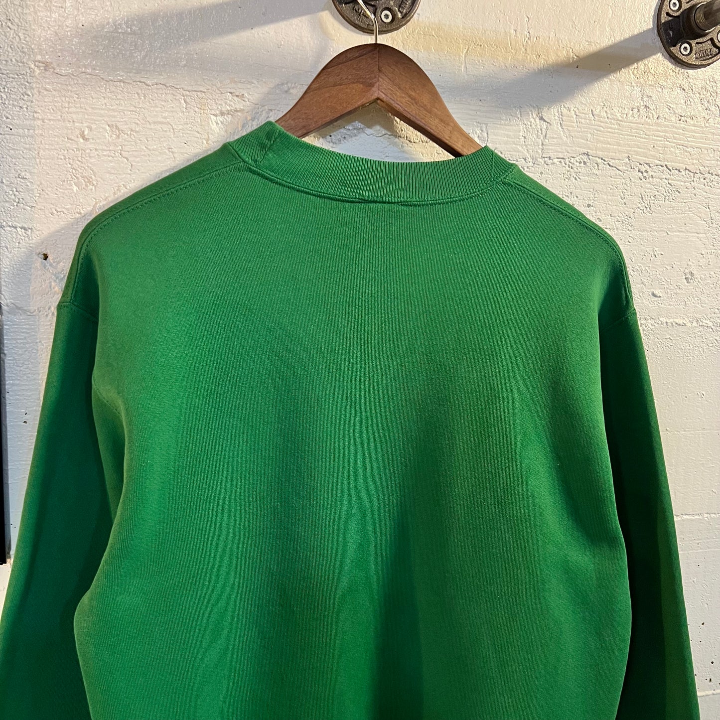 Vintage 1980's Distressed Russell Athletic Huskies Collegiate Crewneck Sweatshirt - Size Medium - Made In USA - Green/White/Black