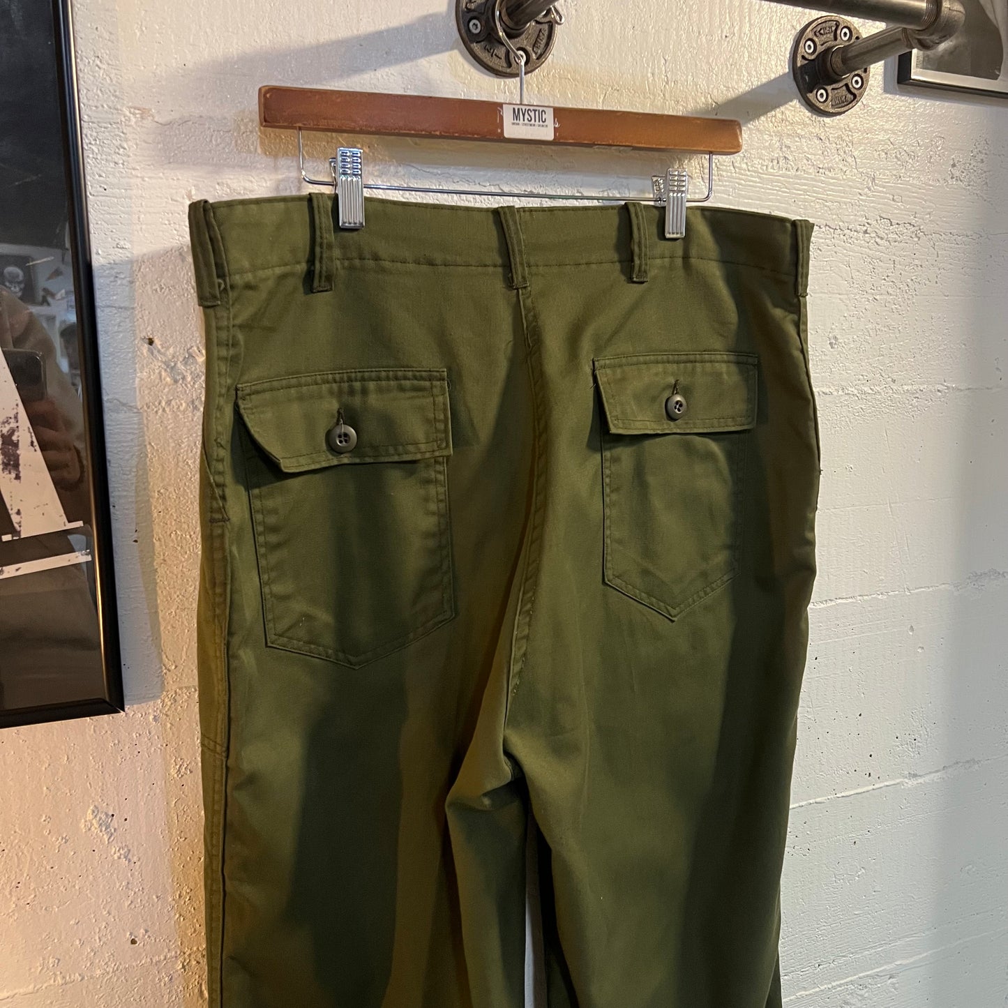 Vintage 1970's OG-507 Utility Trouser Pant Ideal Locking Zipper - Size 37" x 25.5" - Olive Drab