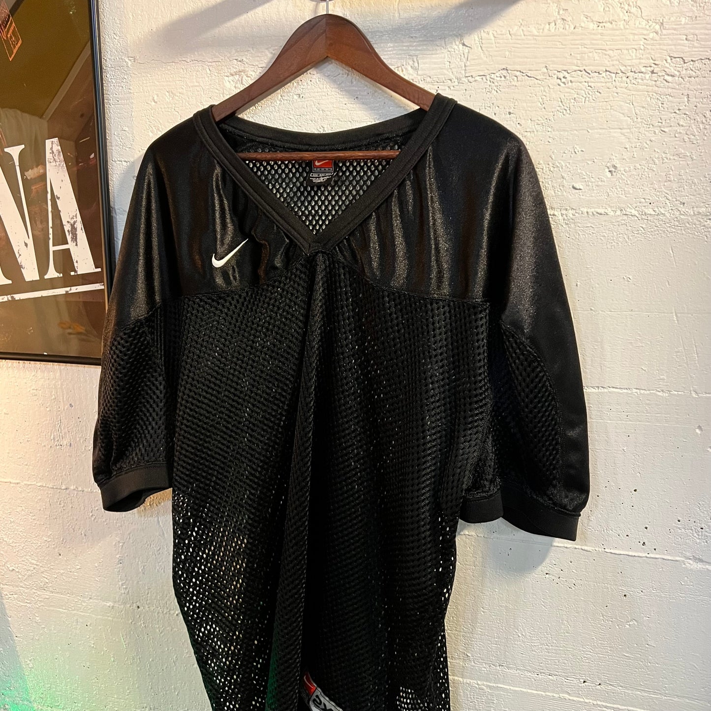 Vintage Nike Team Mesh Football Style Jersey - Size 2XL - Black