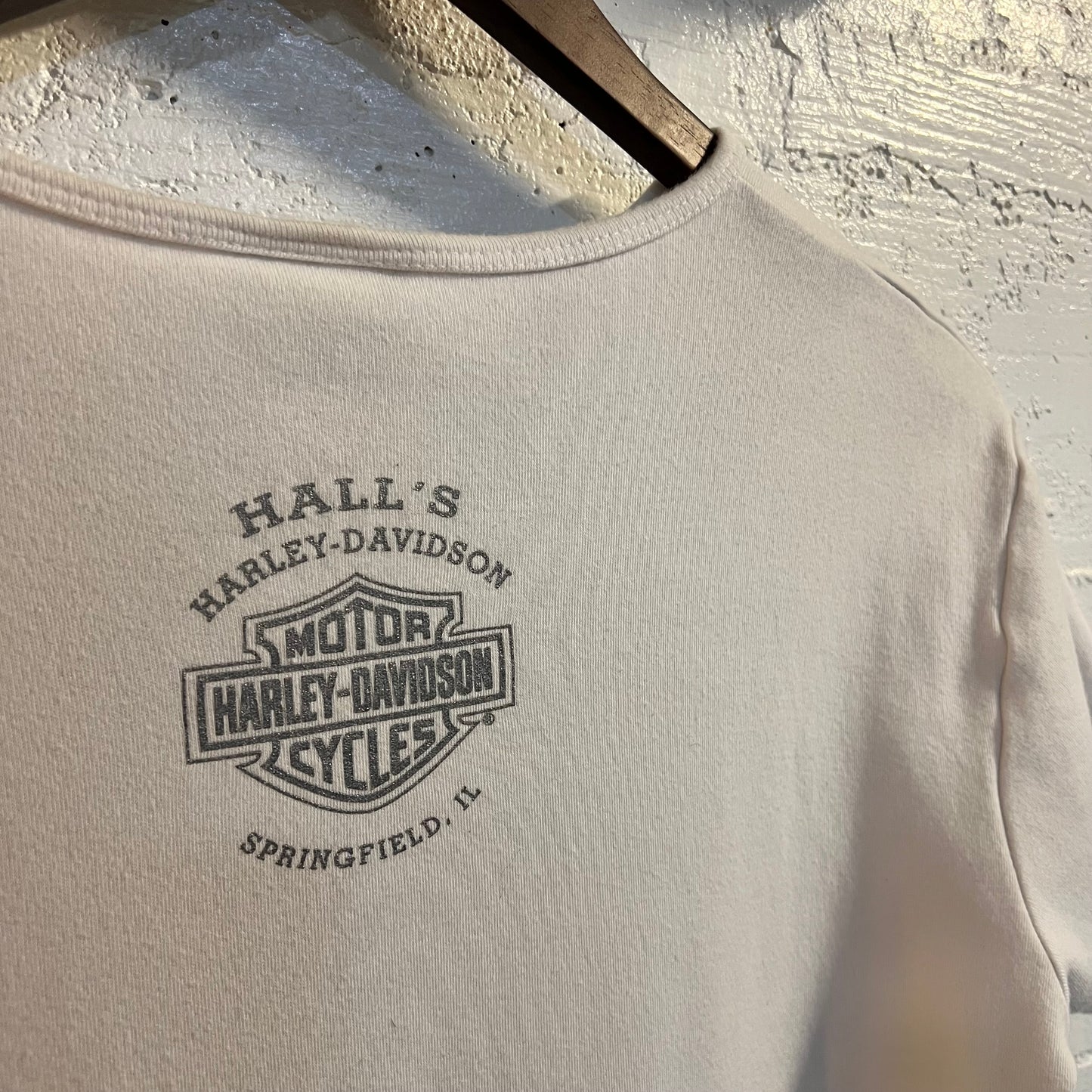 Vintage Y2K Harley Davidson Springfield, IL Women’s T-Shirt - Size XL - White/Silver