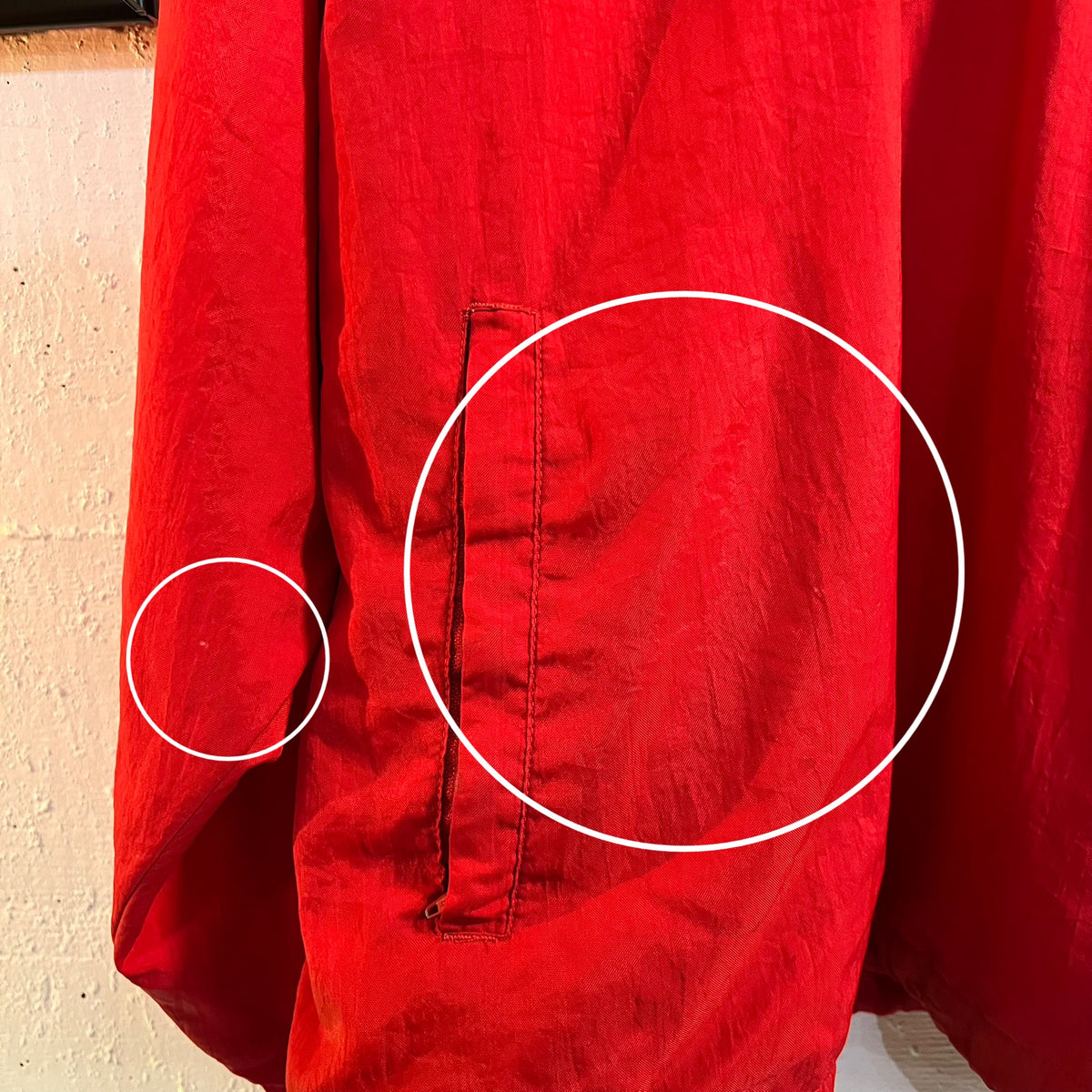 Vintage Distressed 90s Champion 1/4 Zip Up Windbreaker Jacket - Size Medium - Red/Black