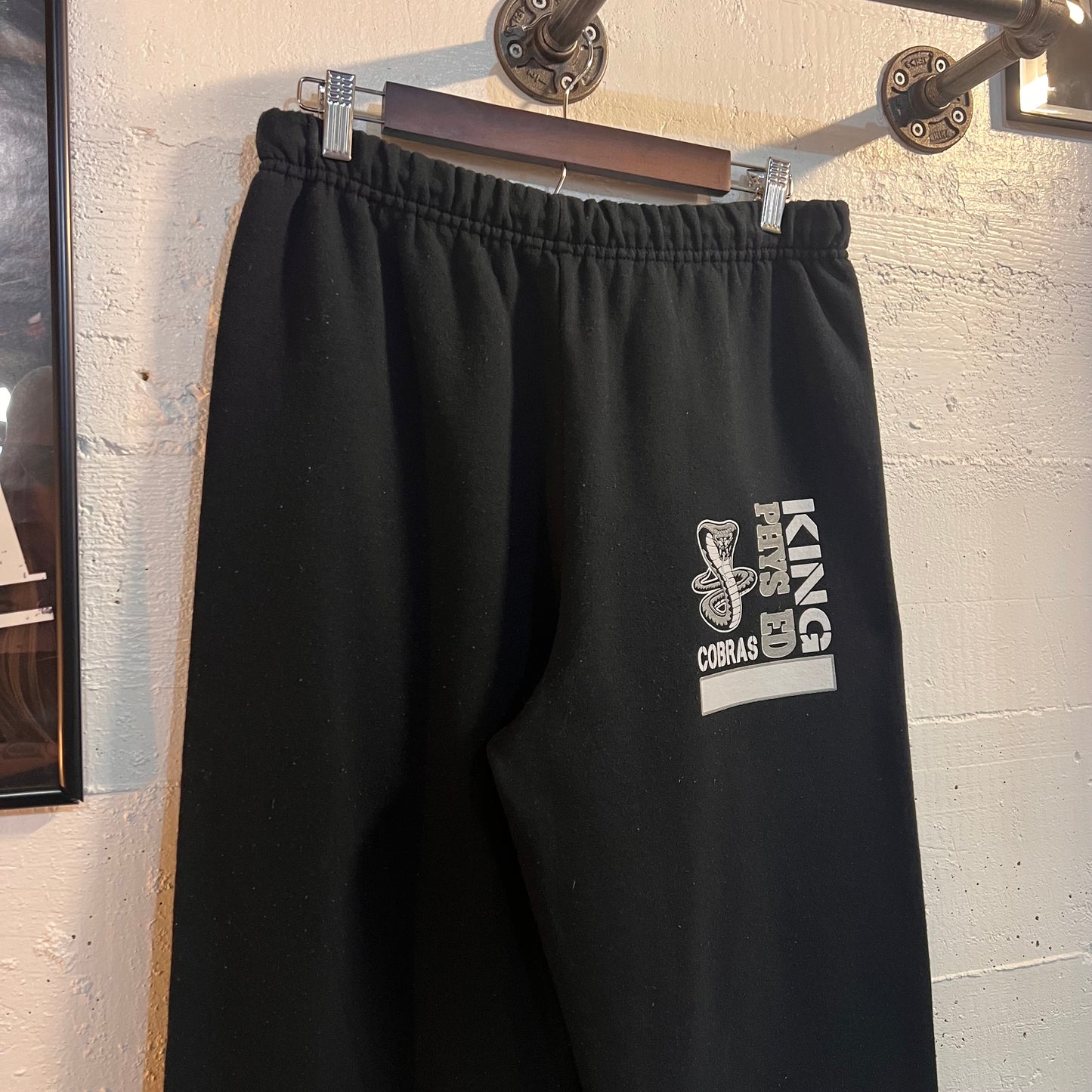 Vintage Jerzees King Cobras Physical Ed. Elastic Waist Sweatpants - Size Small - Black/White/Silver
