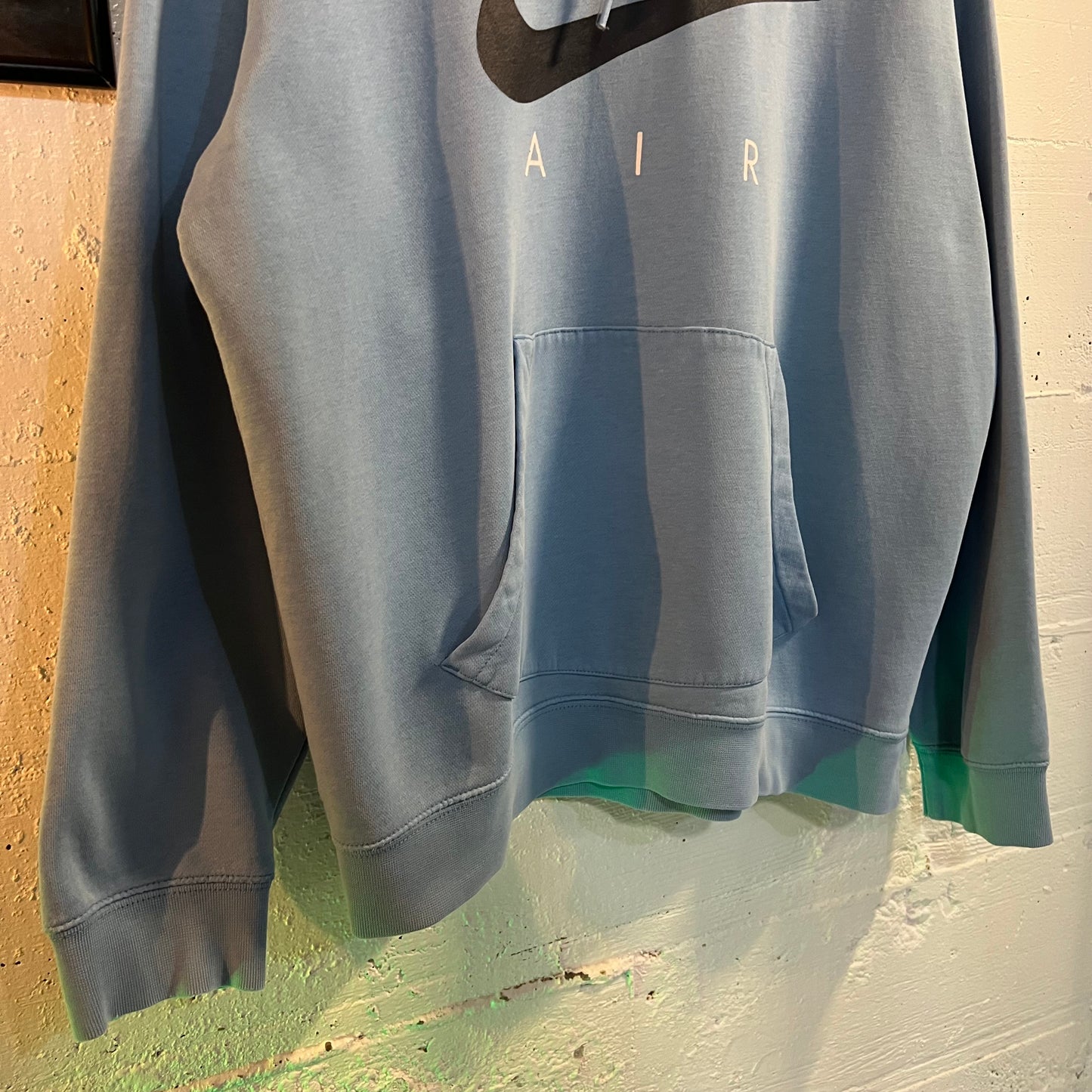 Vintage 2000's Nike Air Swoosh Raglan Sleeve Hooded Sweatshirt - Size Large - Carolina Blue