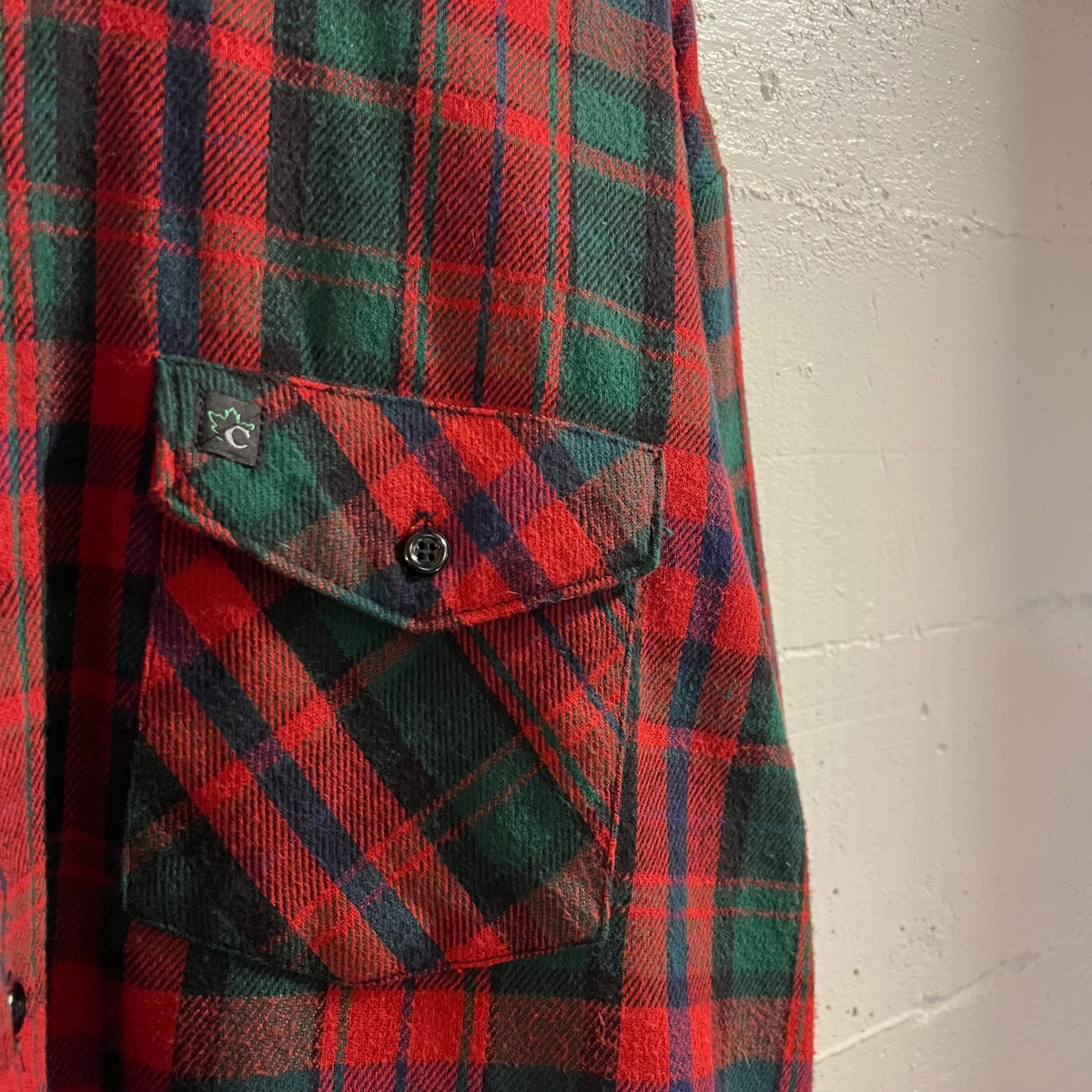 Vintage Codet Heavyweight Plaid Cotton Flannel Shirt - Size XL - Made In USA - Red/Black/Green