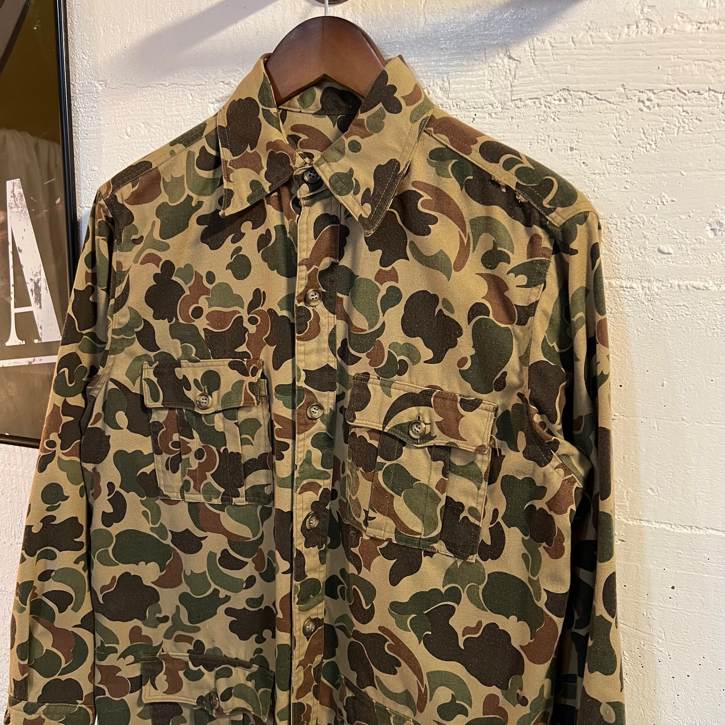 True Vintage 60's/70's Frogskin/Duck Camo Field Jacket Shirt - Size M/L - Cotton
