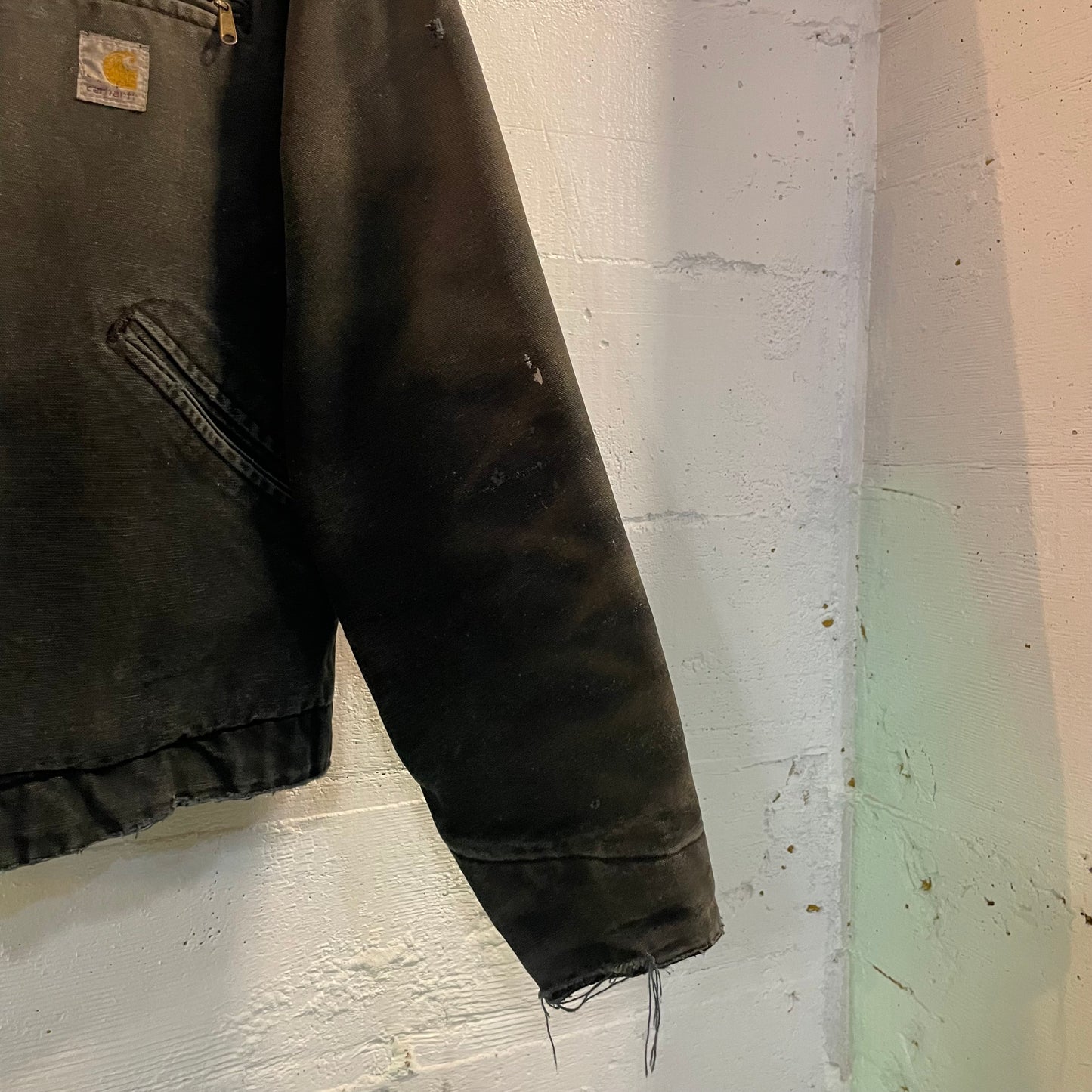 Vintage 2000's Distressed Embroidered Carhartt Detroit Blanket Lined Jacket - Size Large - Black - J01-BLK