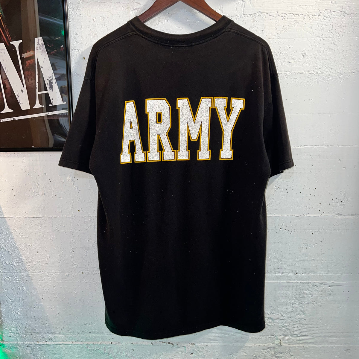 Vintage 90's U.S. Army Reflective Seal Double Sided T-Shirt - Size Large - Made In USA - Faded Black