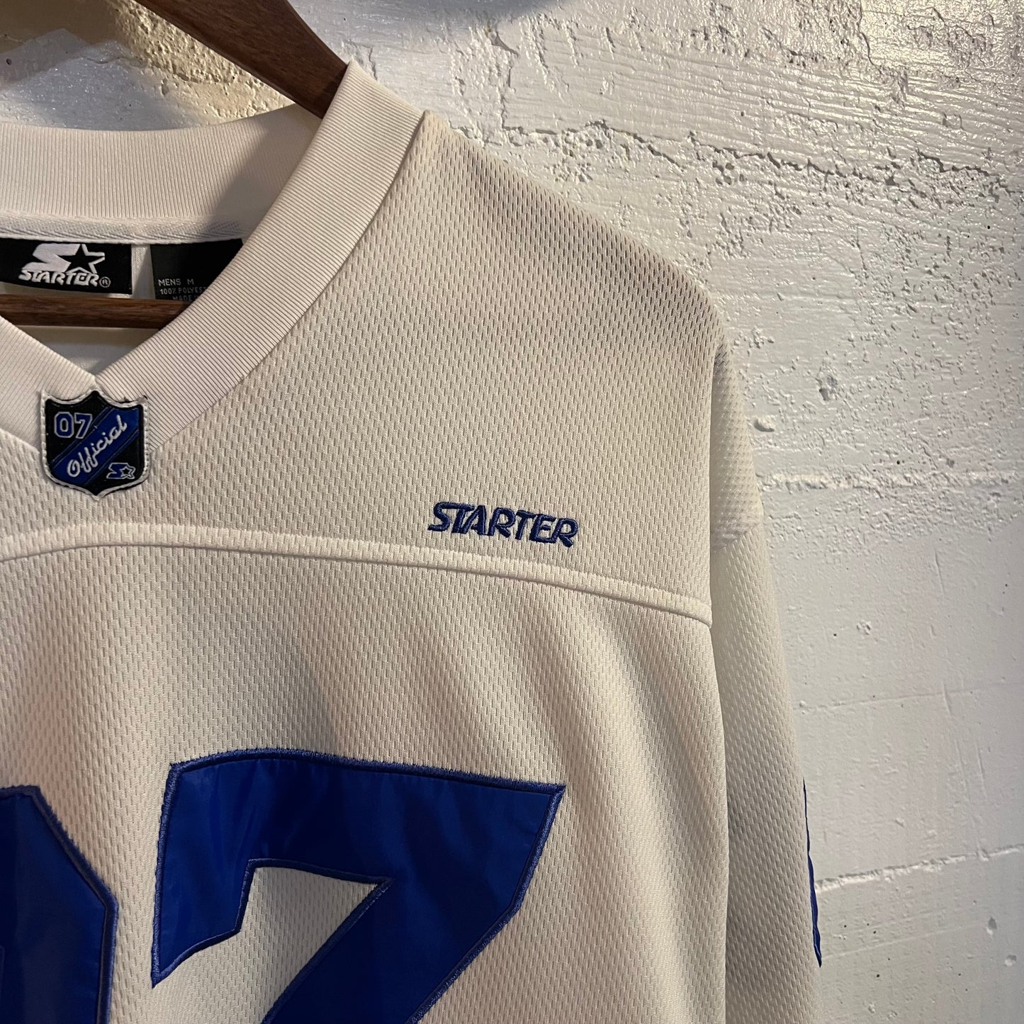 Vintage 2000's Starter 07 Long Sleeve Stitched Jersey - Size Medium - White/Blue