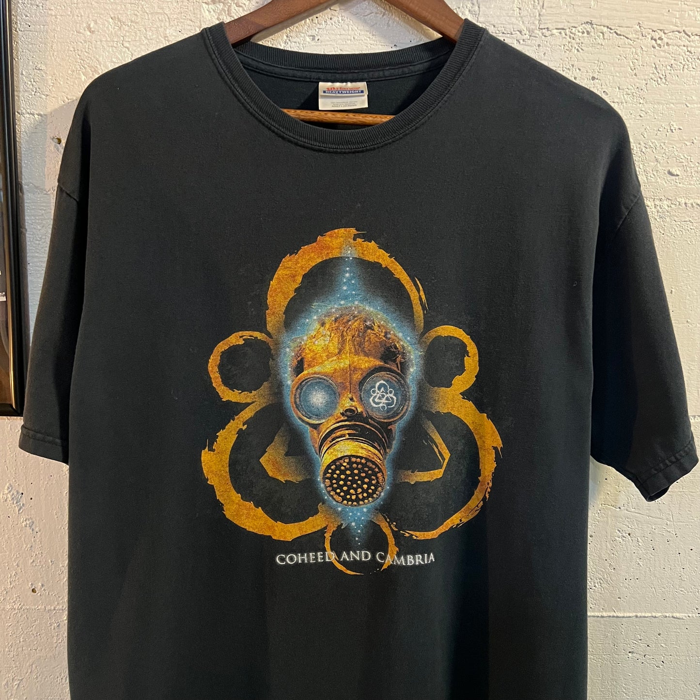 Vintage 2000's Coheed & Cambria Gas Mask T-Shirt - Size Large - Faded Black