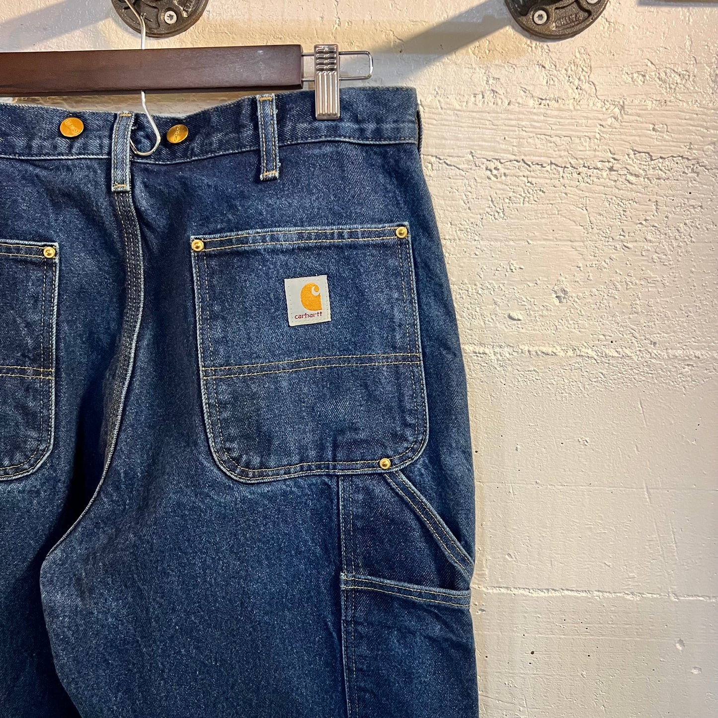 Vintage Carhartt Original Fit Double Knee Denim Carpenter Jeans - Size 32x30 - Dark Wash
