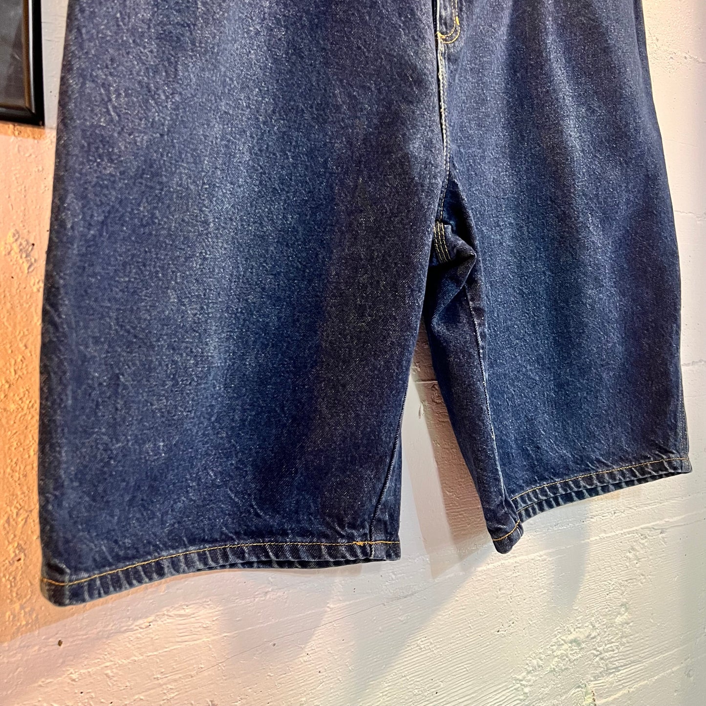 Vintage 90's Avirex Heavyweight Baggy Denim Utility Jean Shorts (Jorts) - Size 38" - Dark Wash Indigo