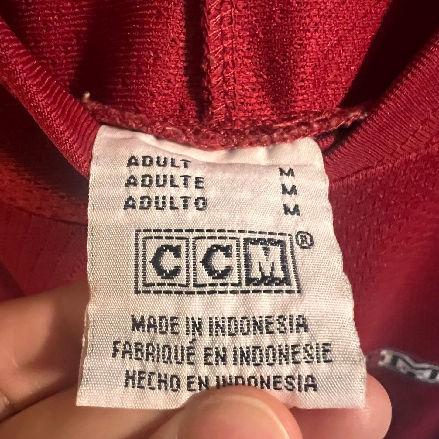 Vintage Team Mayhem #49 CCM NHL Mesh Hockey Jersey - Size Medium - Red/White/Black/Brown/Green