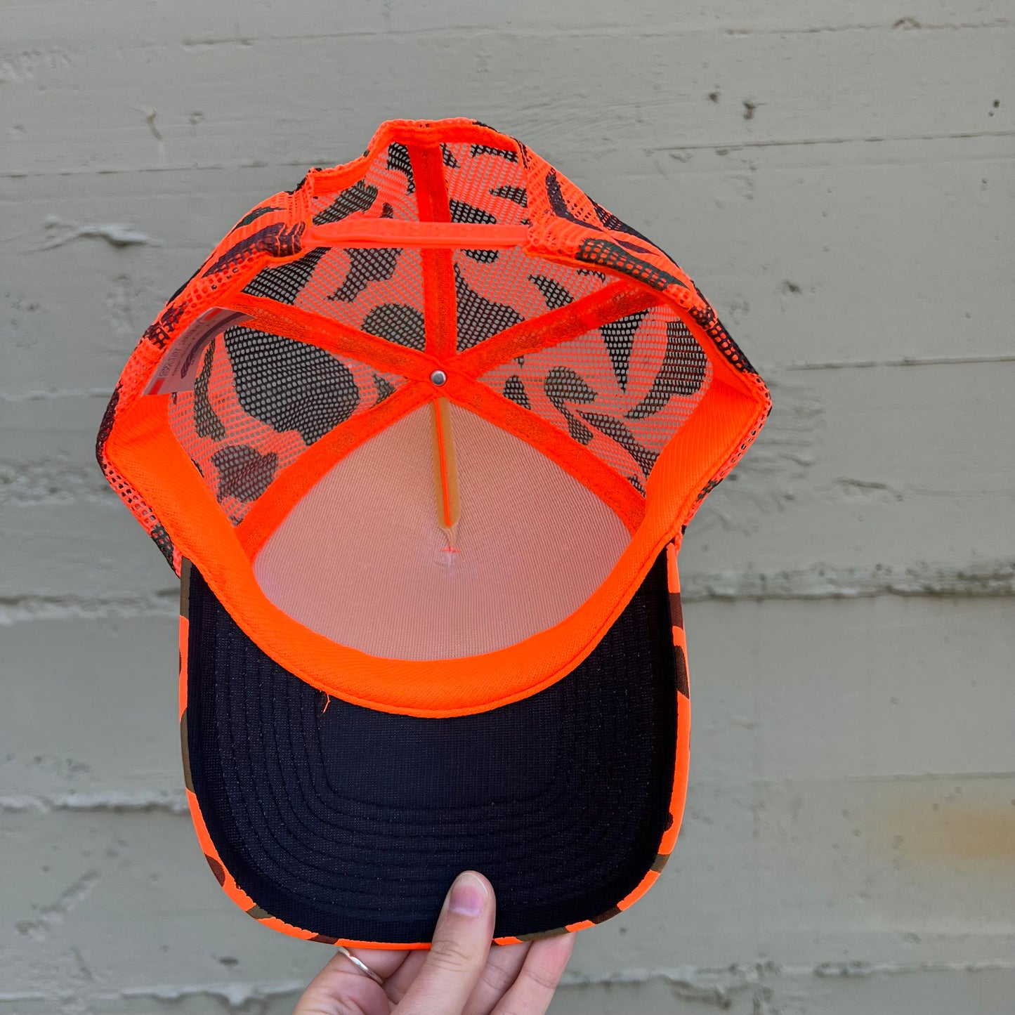 Vintage Blaze Orange Camo OHA Trucker Hat - O/S - Blaze Orange Camo