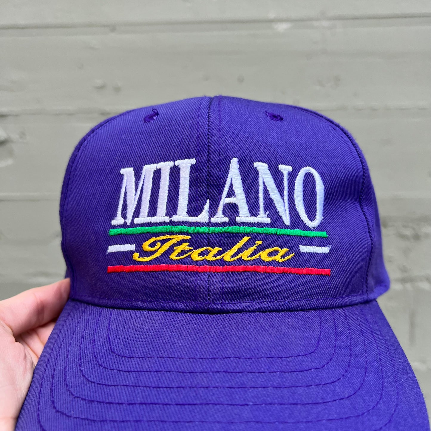 Vintage Embroidered Milano, Italia Snap Back Hat - One Size Fits All - Purple/Multi