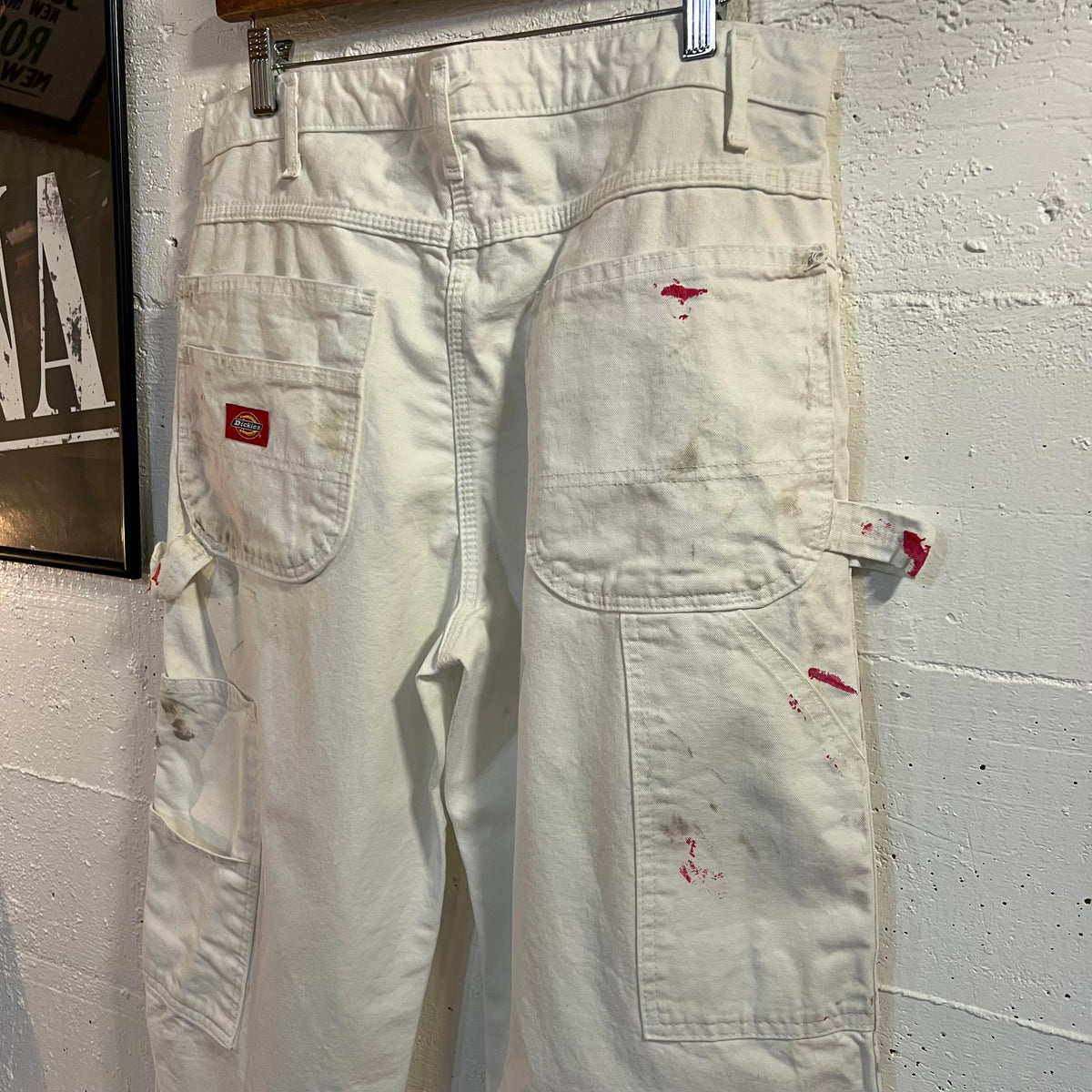 Dickies Distressed Relaxed Fit Utility Painter's Pants - Size 33" x 34" - White - 100% Cotton
