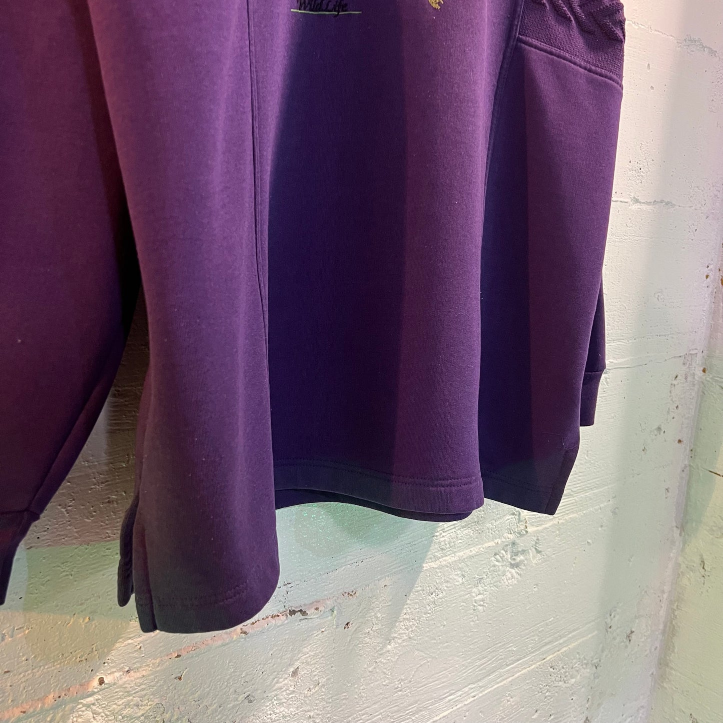 Vintage Embroidered Australia Wildlife Half Knitted/ Half Crewneck Sweatshirt - Size XL - Made In Australia - Purple