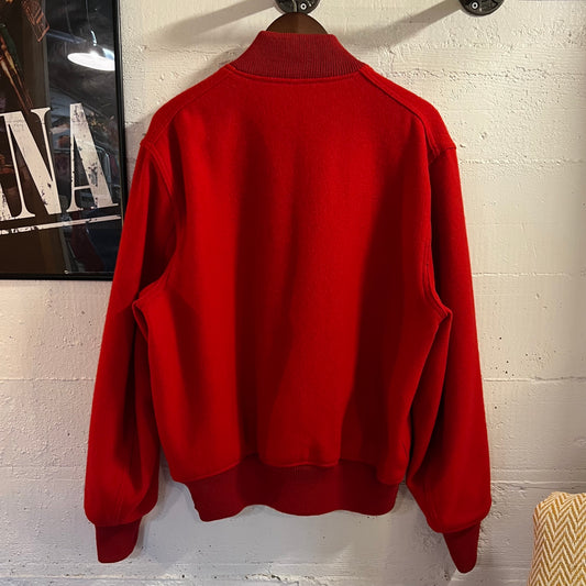Vintage 1960's Whiting Los Angeles Wool Varsity Bomber Jacket - Size 48 (XL) - Made In USA - Red/Red/Red