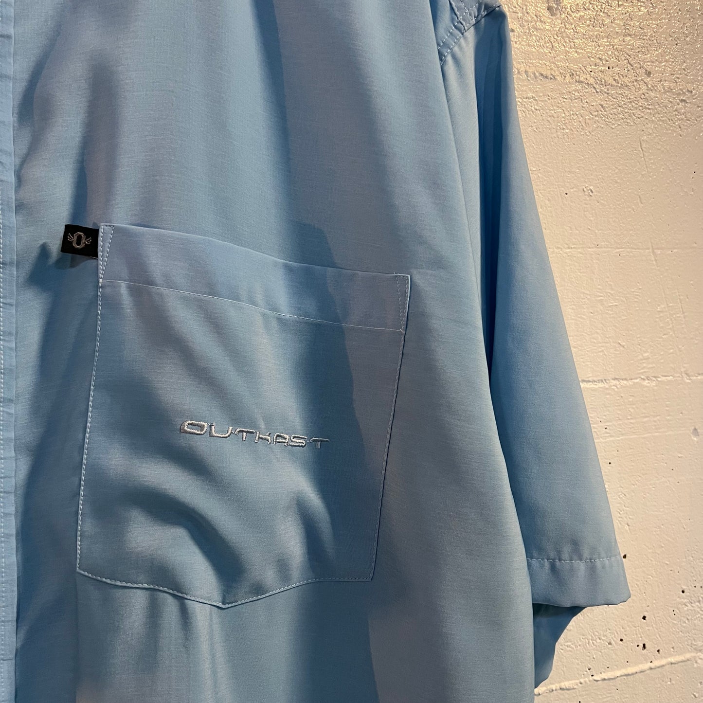 Vintage 90's Outkast Playing Card Short Sleeve Button Up Shirt - Size XL - Baby Blue/Multicolor
