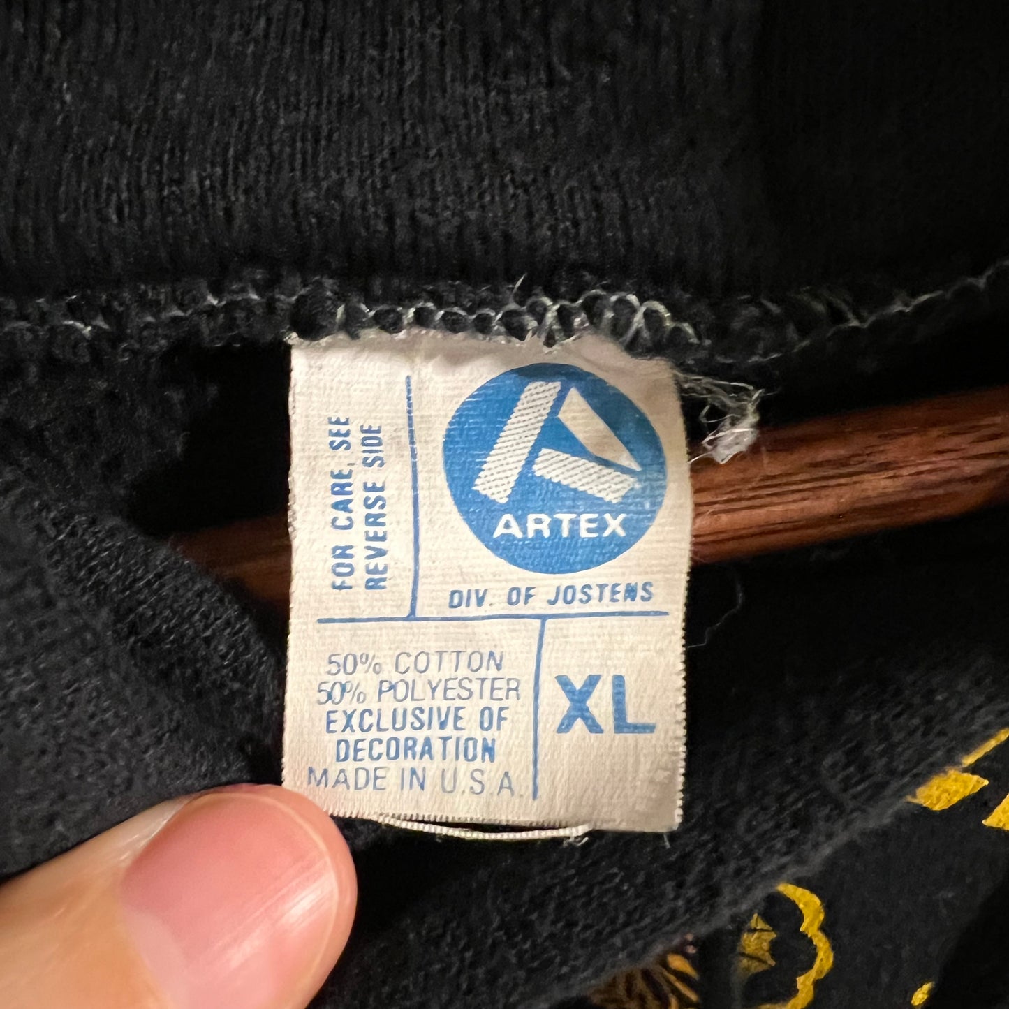 Vintage 80’s U.S. Army Military Raglan Sleeve Hoodie Sweatshirt - Size XL - Made In USA - Black/Yellow