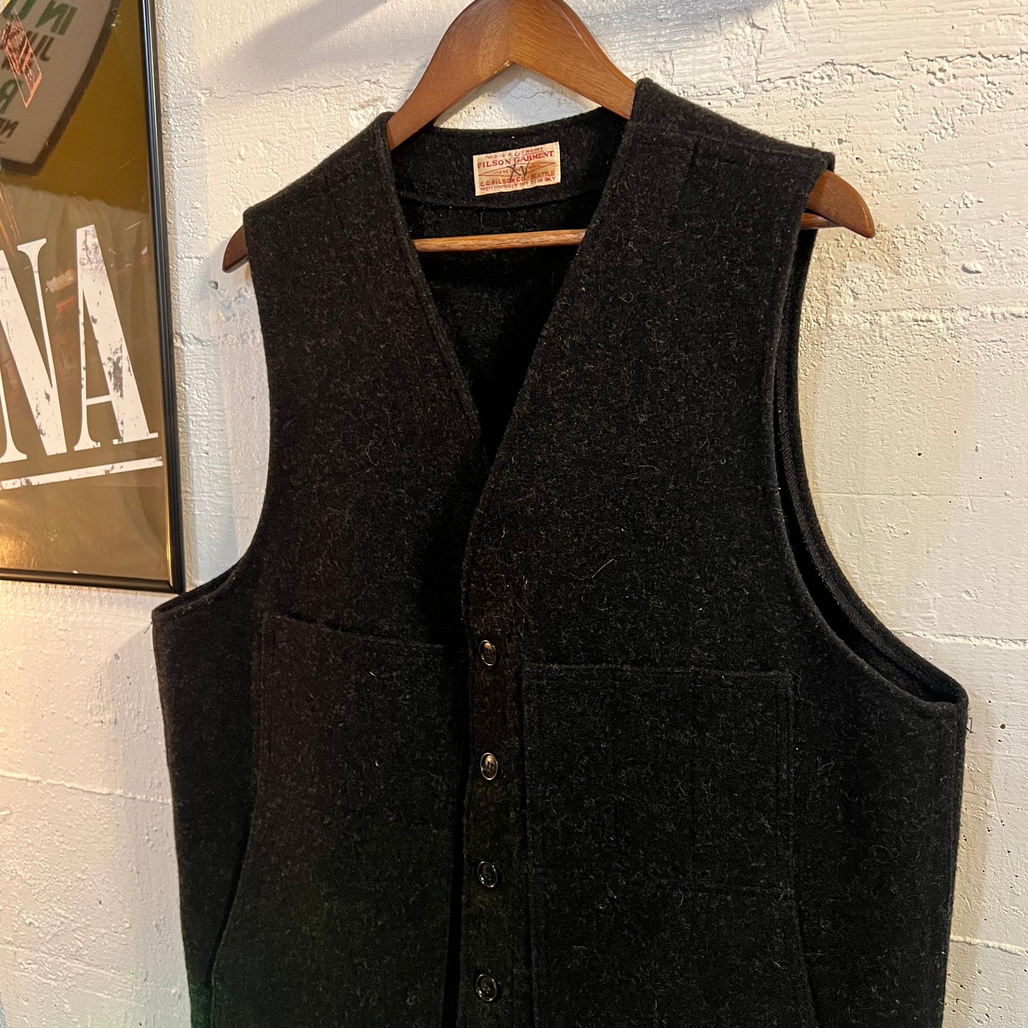 Vintage 1970's C.C. Filson Co. Wool Mackinaw Vest - Size Large - Made In USA - 100% Virgin Wool