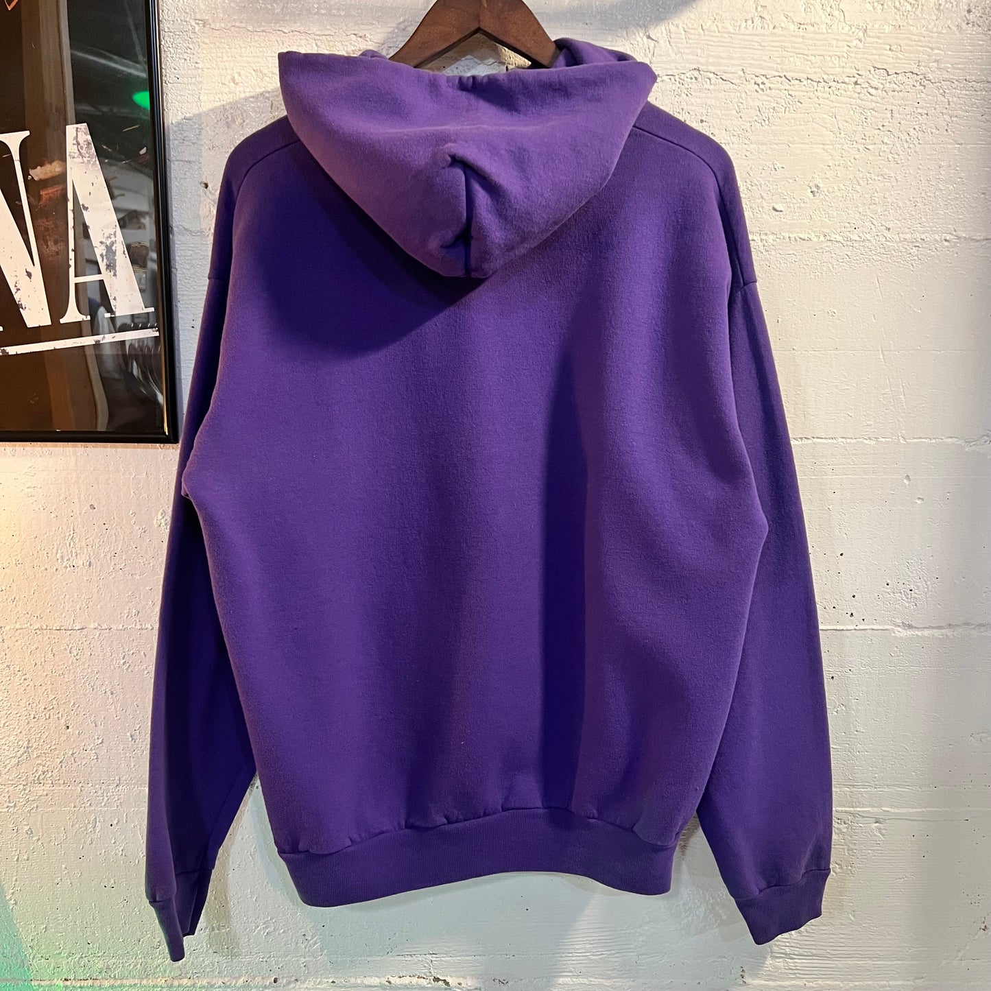 Vintage Hanes Baggy Blank Hoodie Sweatshirt - Size Large - Purple