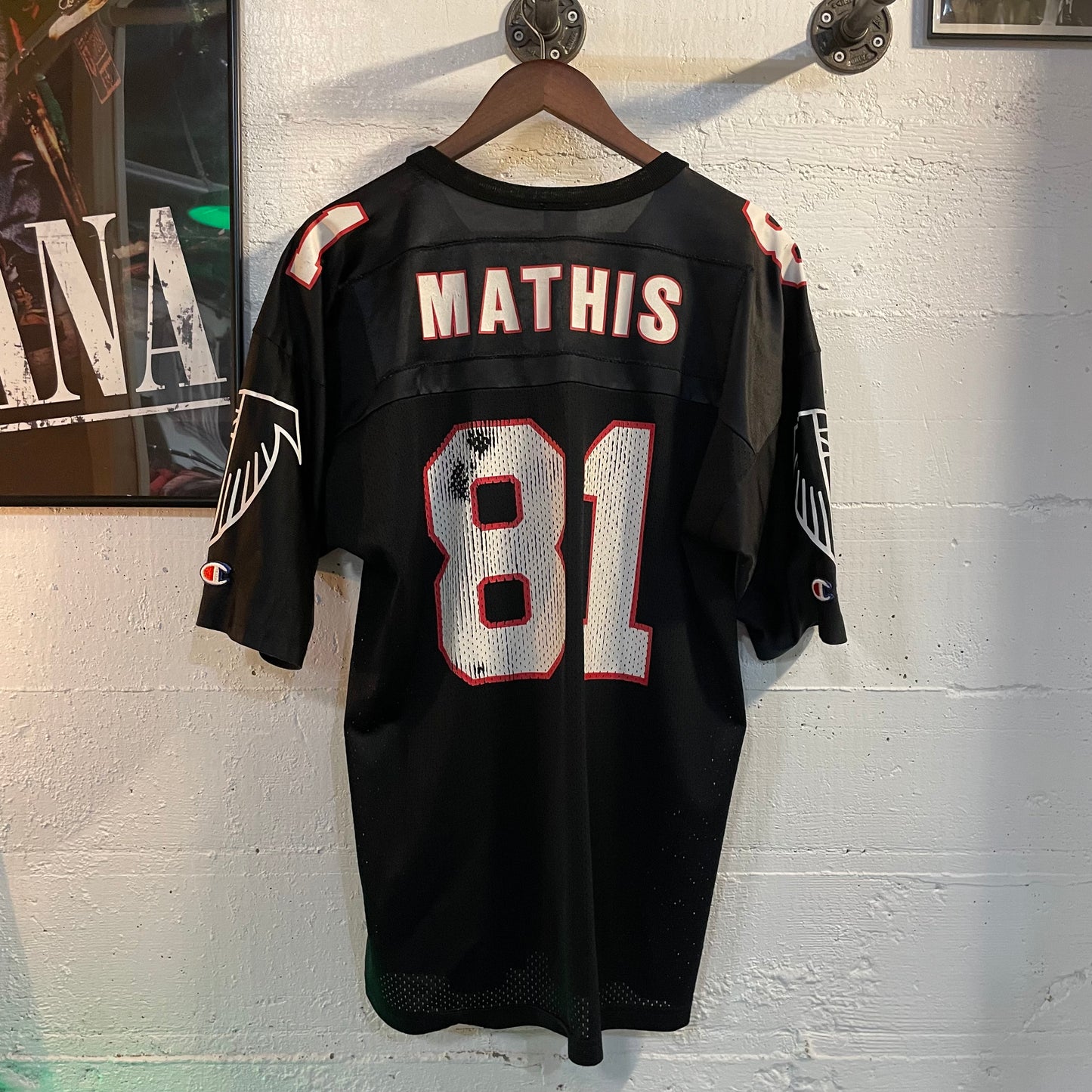 Vintage 90’s Champion Atlanta Falcons ‘Terance Mathis’ #81 Mesh Football Jersey - Size Medium - Black/White/Red