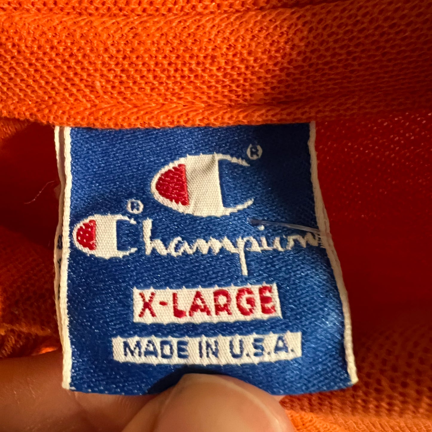 Vintage 80's Champion Embroidered Polo Shirt - Size XL - Made In USA - Orange