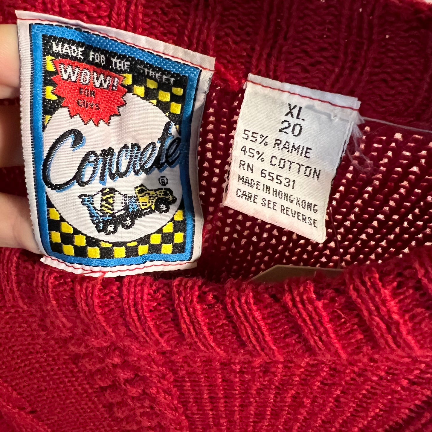 Vintage 1980's Concrete Knit Sweater - Size XL - Red