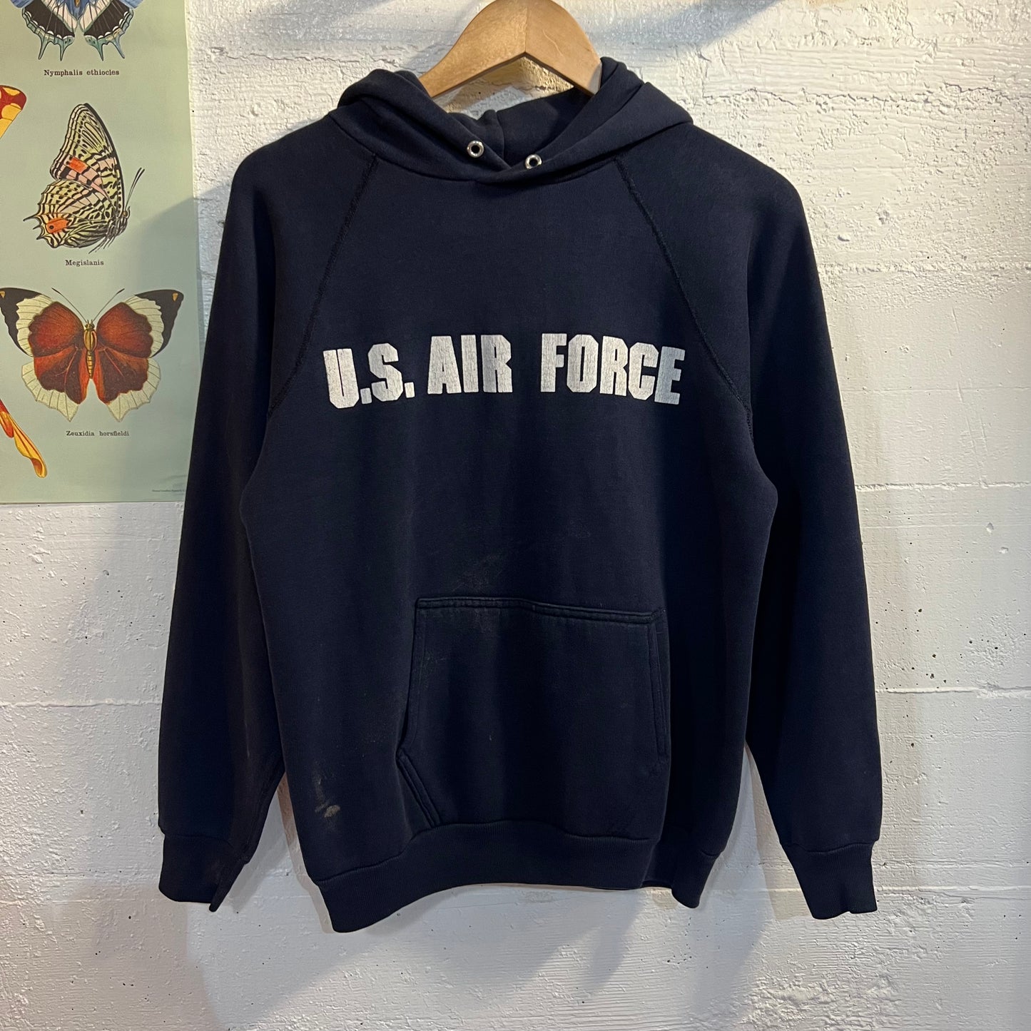 Vintage USAF Discus Athletic Raglan Hoodie Made In USA Size Large