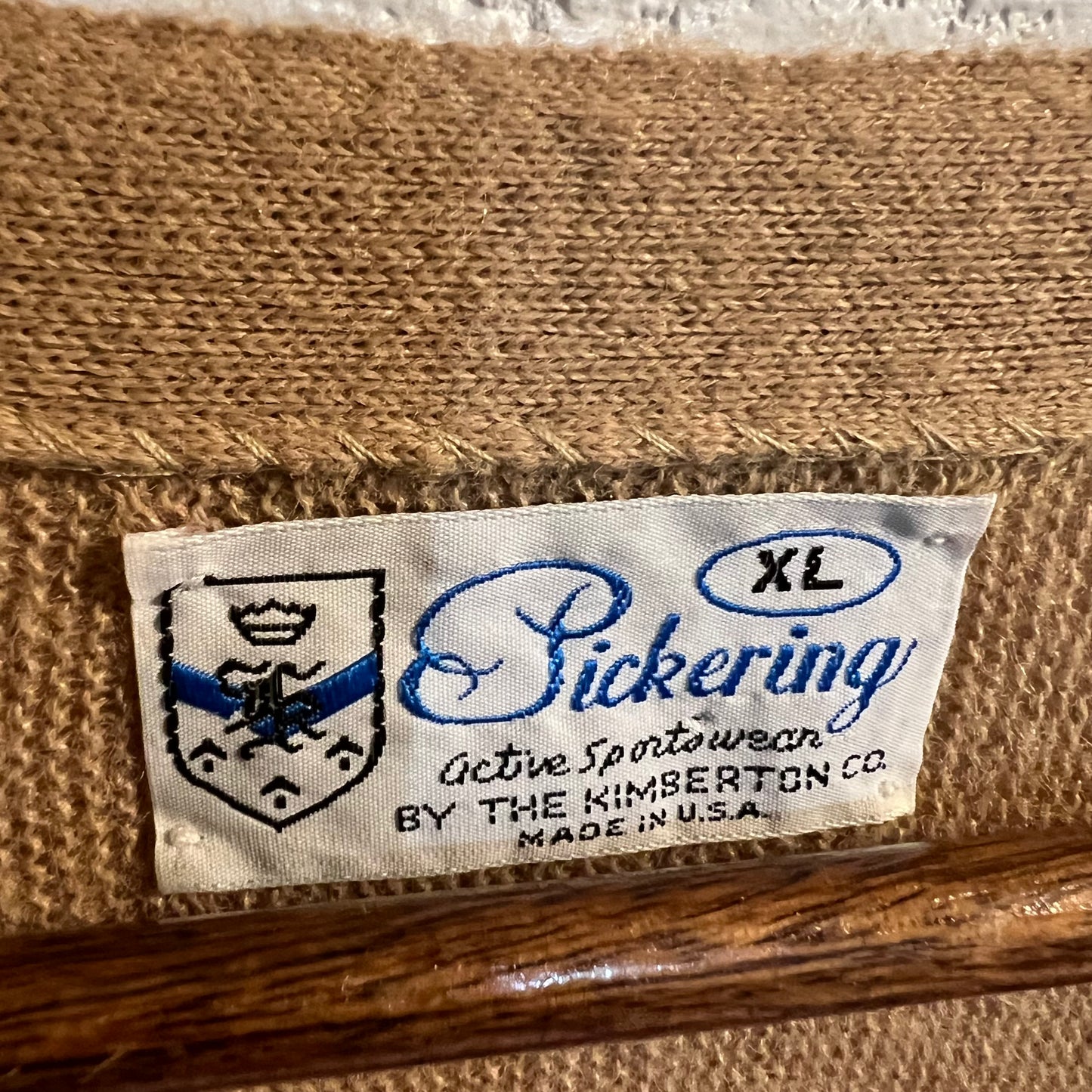 Vintage Pickering Rhinelander Country Club Cardigan Sweater - Size XL - Made In USA - Tan