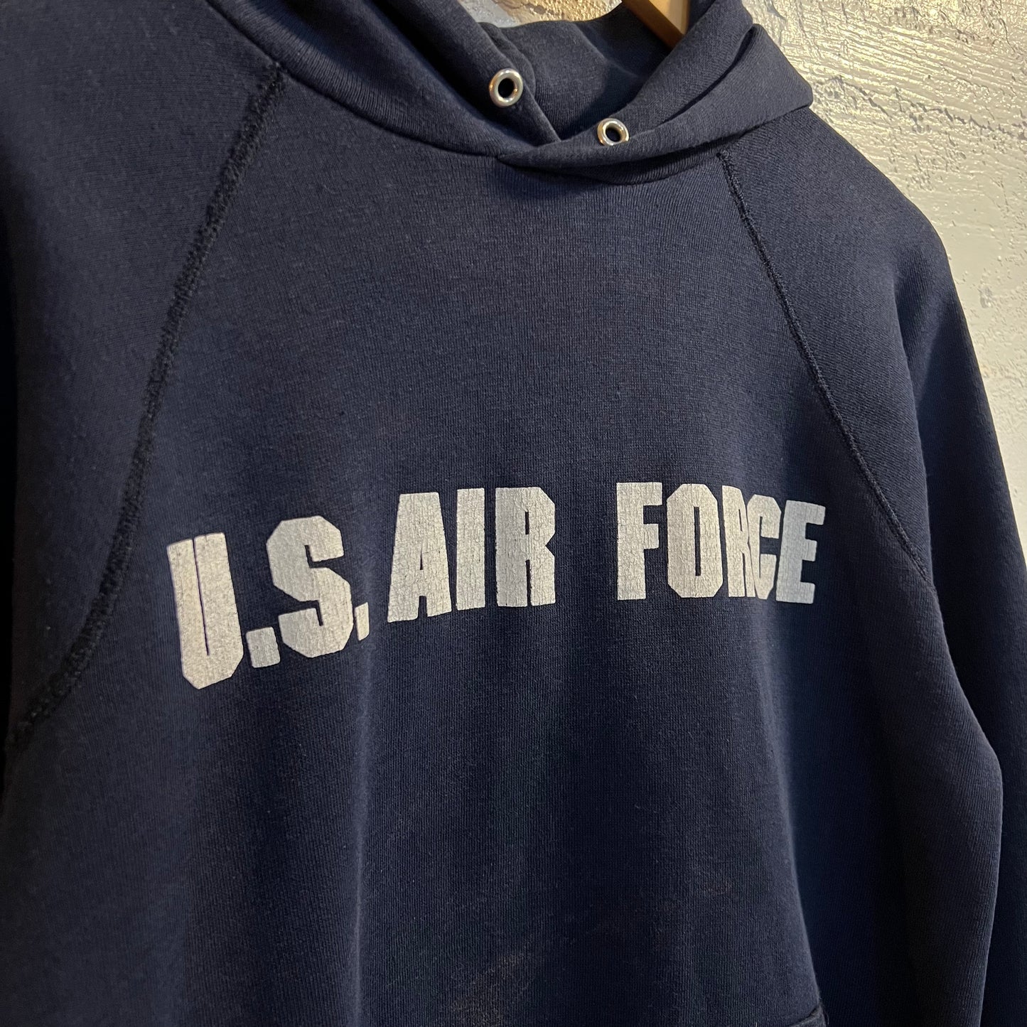 Vintage USAF Discus Athletic Raglan Hoodie Made In USA Size Large