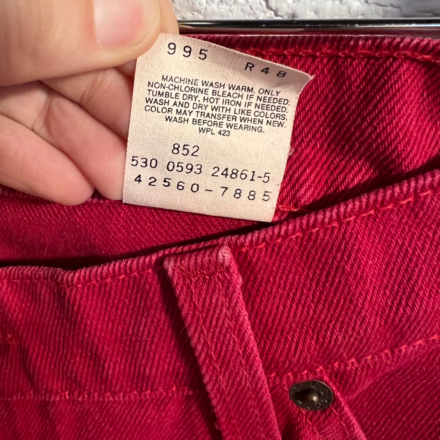 Vintage 90's Levi's 560 Red Over-Dyed Loose Fit Tapered Leg Jean - Size 34 x 32 - Made In USA