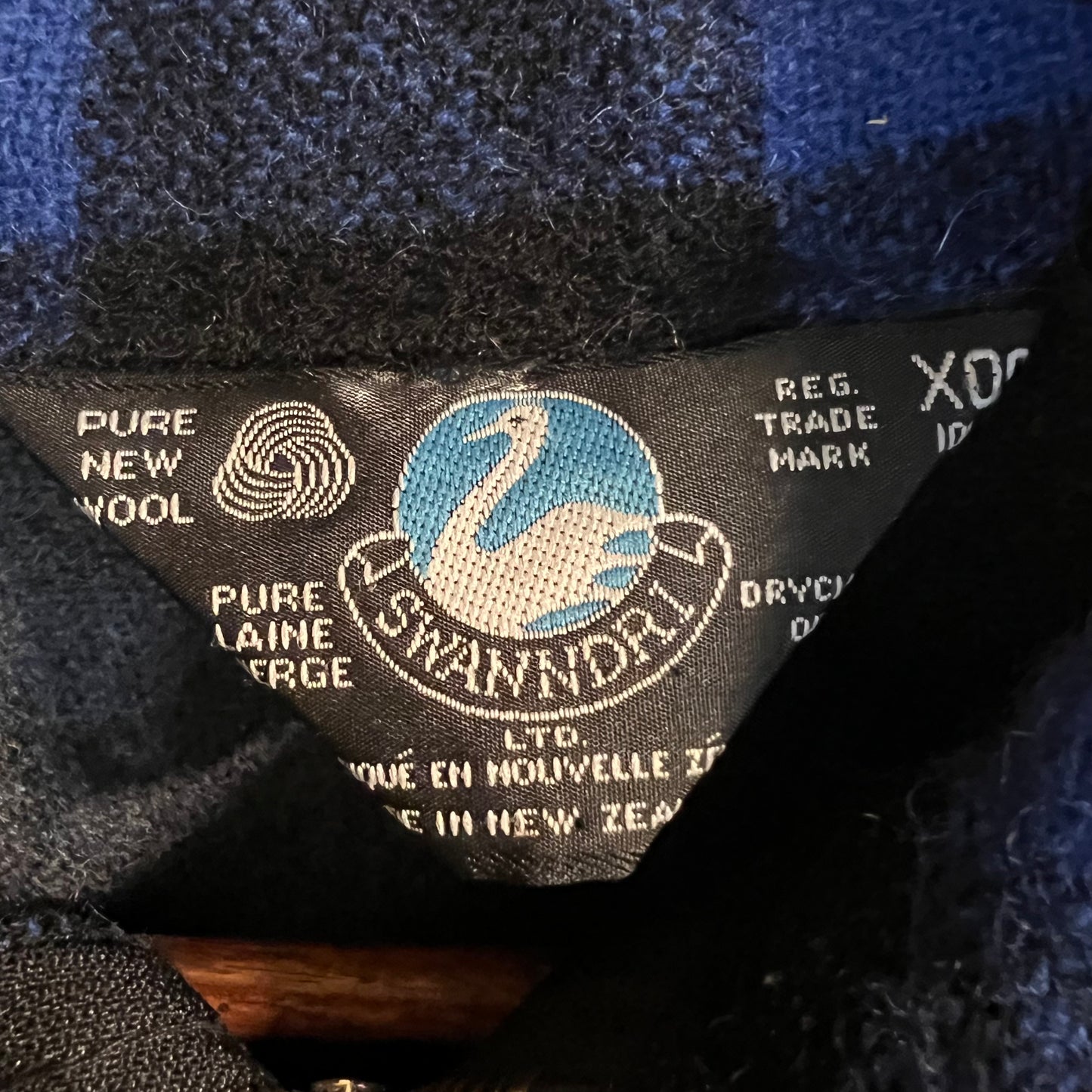 Vintage Wool Blue Buffalo Plaid 1/4 Zip Flannel Shirt - Size XL - Made In New Zealand