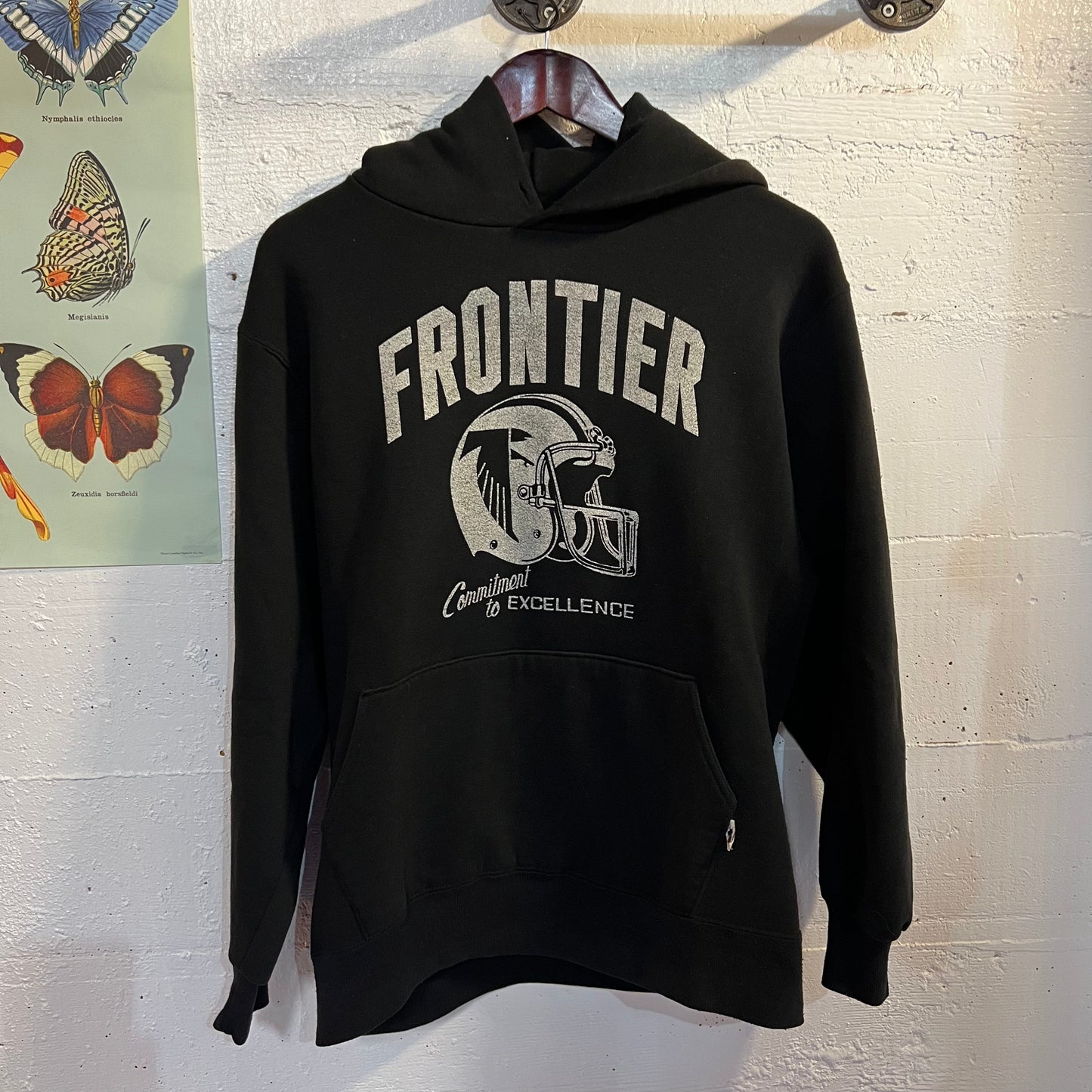 Vintage 1980's Russell Athletic Football Sweatshirt Size Large Made In USA Faded Black
