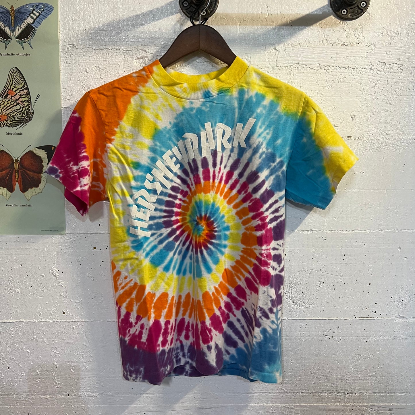 Vintage 1970's Tie Die Hershey Park T-Shirt - Size Small - Single Stitch - Made In USA