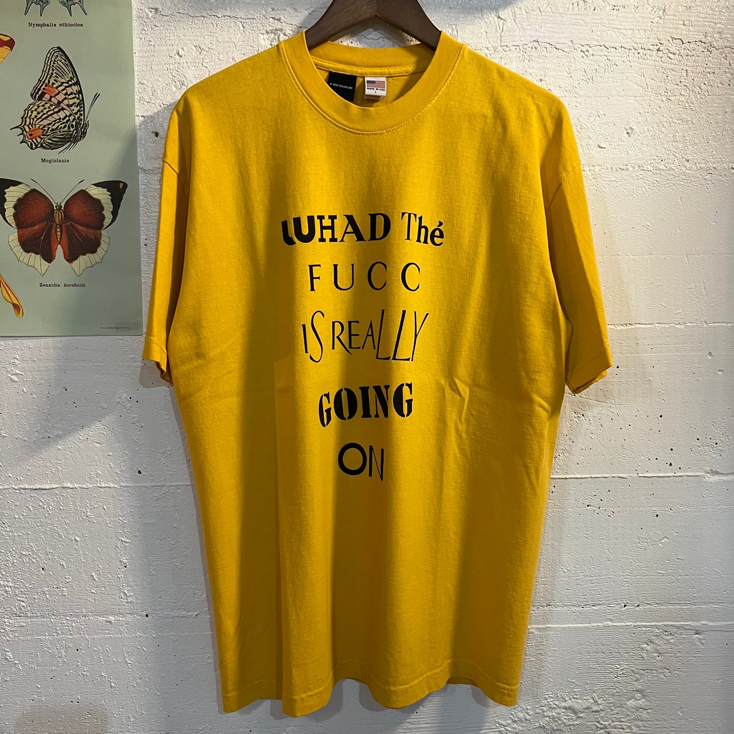 *Pre-Owned* Freshjive 'Whad The Fucc Is Really Going On' 'WTFIRGO' T-Shirt - Size L - Made In USA