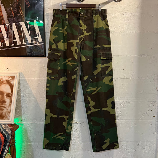 Vintage Burk Gung Ho Woodland Camo Fatigue Field Pants - Size 32" - Made In USA