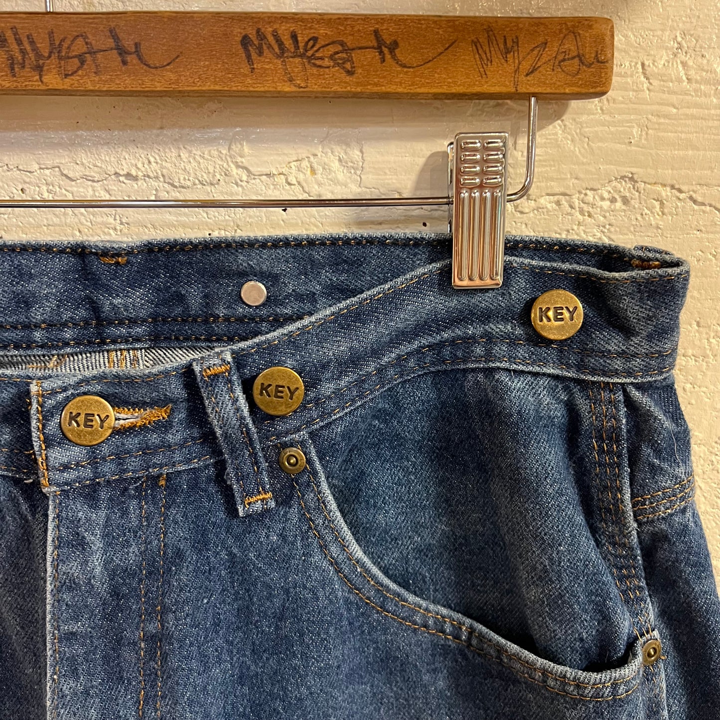 Vintage 90’s Key Double Knee Carpenter Denim Jeans - Size 32x30 - Dark Wash