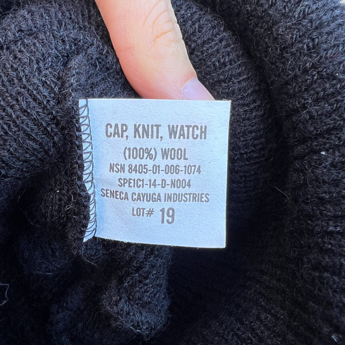 2000's U.S. Navy Wool Knitted Watch Cap Beanie - One Size - Made In USA - SPE1C1-14-D-N004 - Black