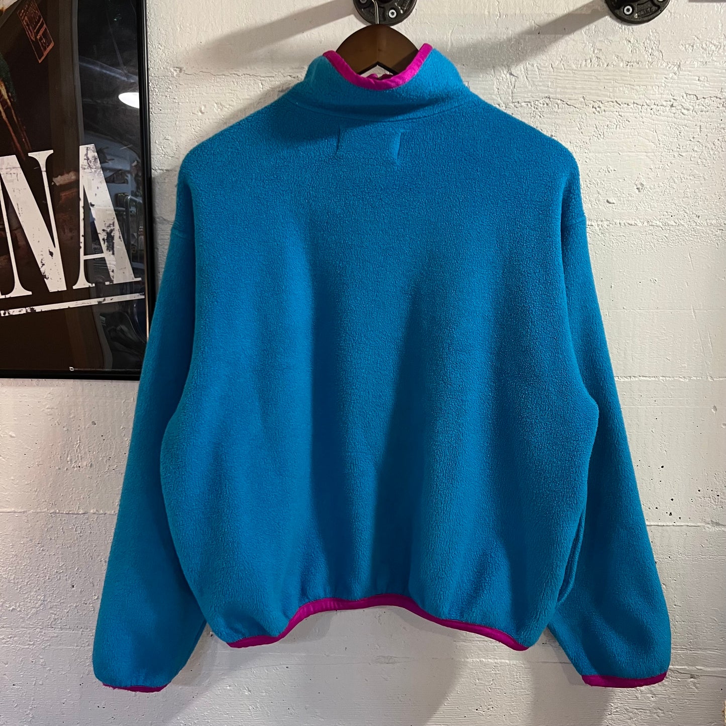 Vintage 80’s Sylvan Peak Ent. 1/4 Zip Fleece Pull Over Jacket - Size Medium - Made In USA - Blue/Black/Pink/Multi