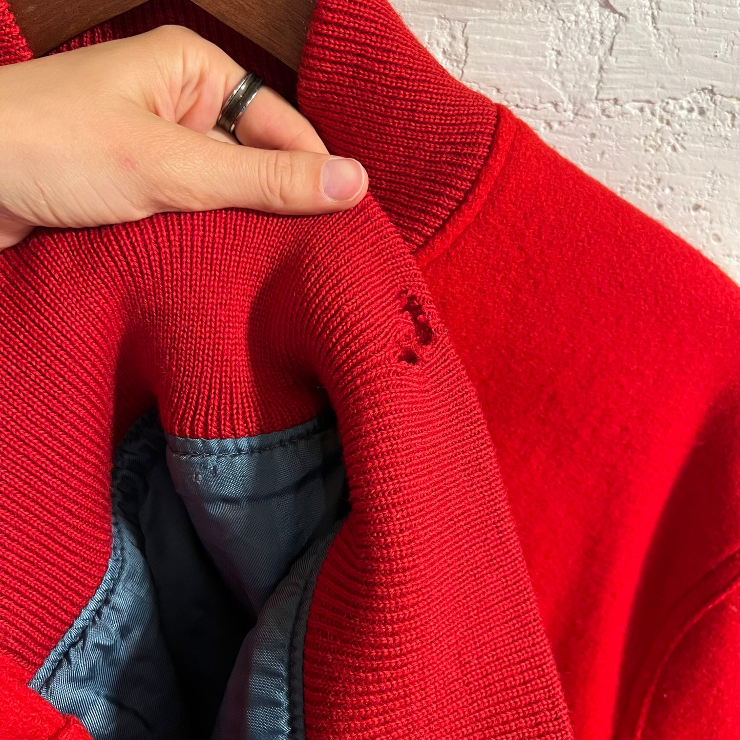 Vintage 1960's Whiting Los Angeles Wool Varsity Bomber Jacket - Size 48 (XL) - Made In USA - Red/Red/Red
