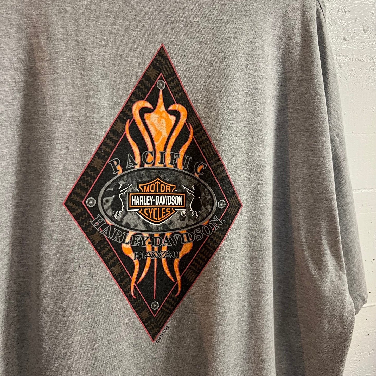 Vintage 1996 Harley Davidson Pacific Maui Hawaii T-Shirt - Size 2XL - Made In USA - Heather Grey
