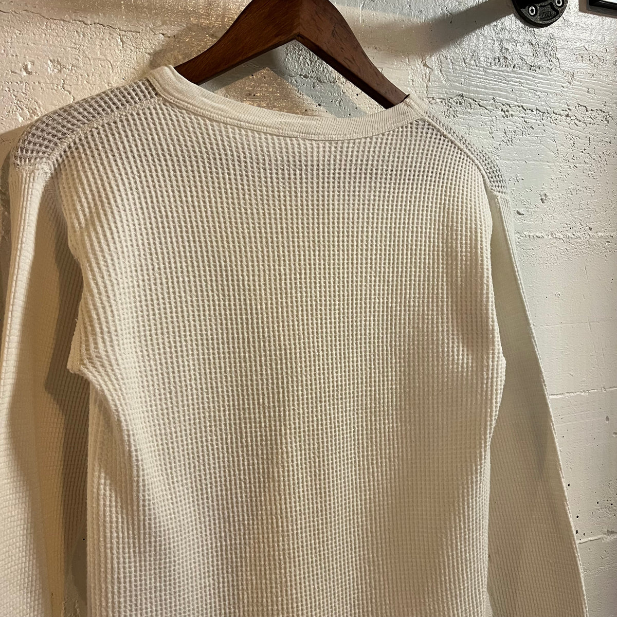 Vintage 60’s/70’s Distressed Kmart Waffle Knit Long Sleeve Shirt - Size Medium - Made In USA - White
