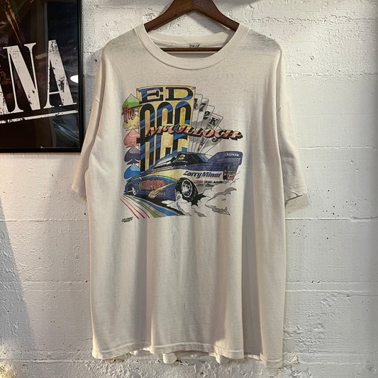 Vintage 1991 Distressed Ed The Ace McCulloch W/ Otter Pops Single Stitch T-Shirt - Size XL - White/Multicolor