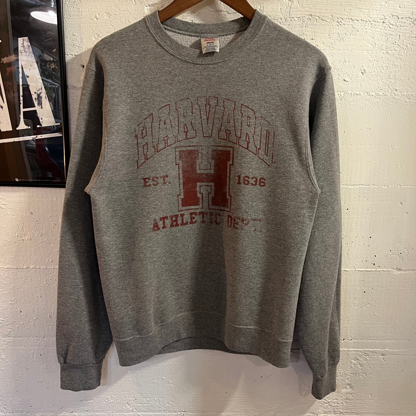 Vintage 2000’s Harvard University Athletic Dept. Crewneck Sweatshirt - Size Small - Heather Grey/Maroon