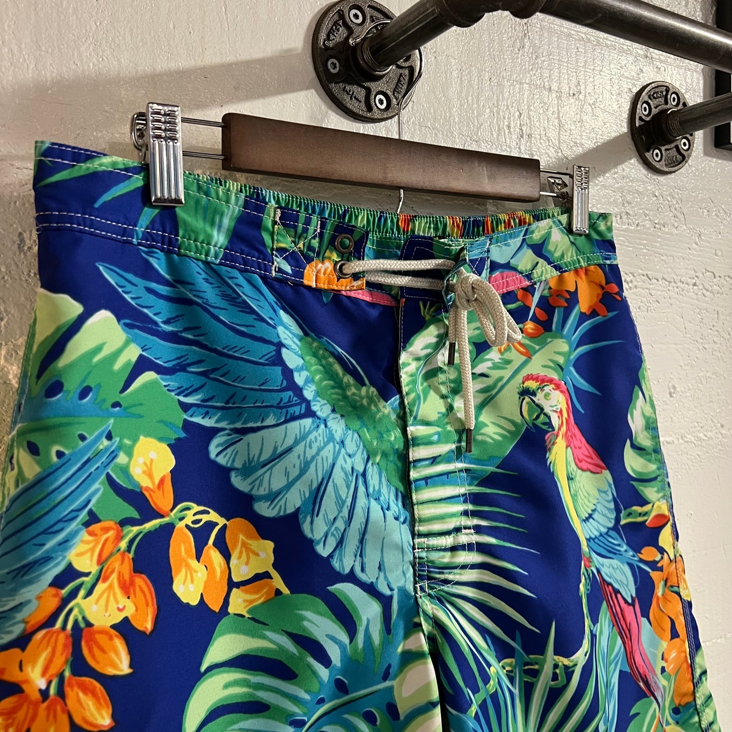Polo Ralph Lauren Swimwear Tropical Print Swim Trunks - Size Medium - Blue/Multi