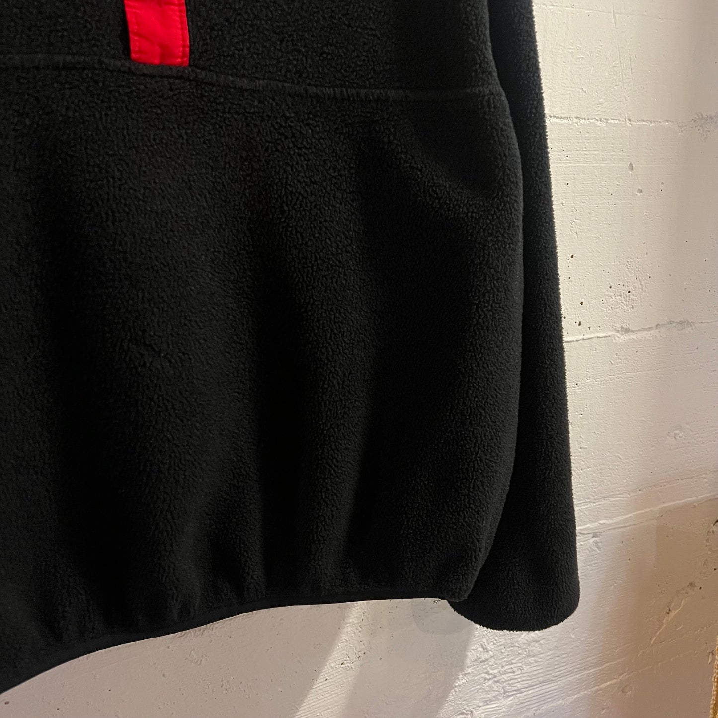 Vintage 80’s Woolrich Quarter Buttoned Fleece Pullover Jacket - Size Medium - Made In USA - Black/Red