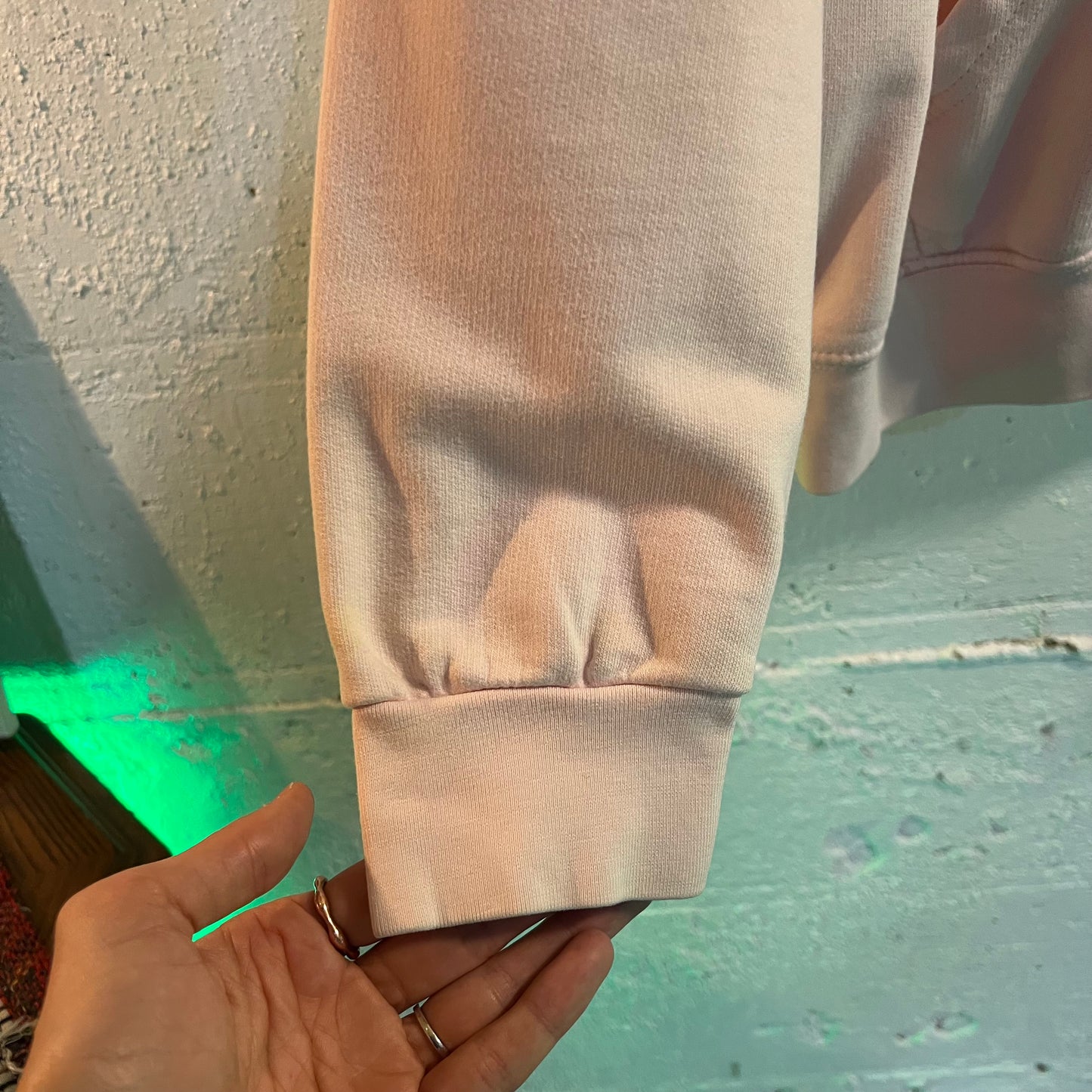 Vintage Faded Distressed Rag Wear Blank Hoodie Sweatshirt - Size Large - Pink