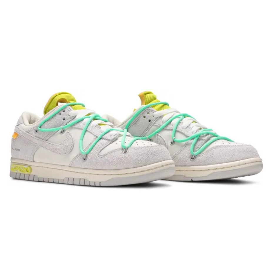 Nike x Off---White Dunk Low Lot 14 Sneaker - Size 9.5M/11W - Sail/Neutral-Grey/Volt - DJ0950-106